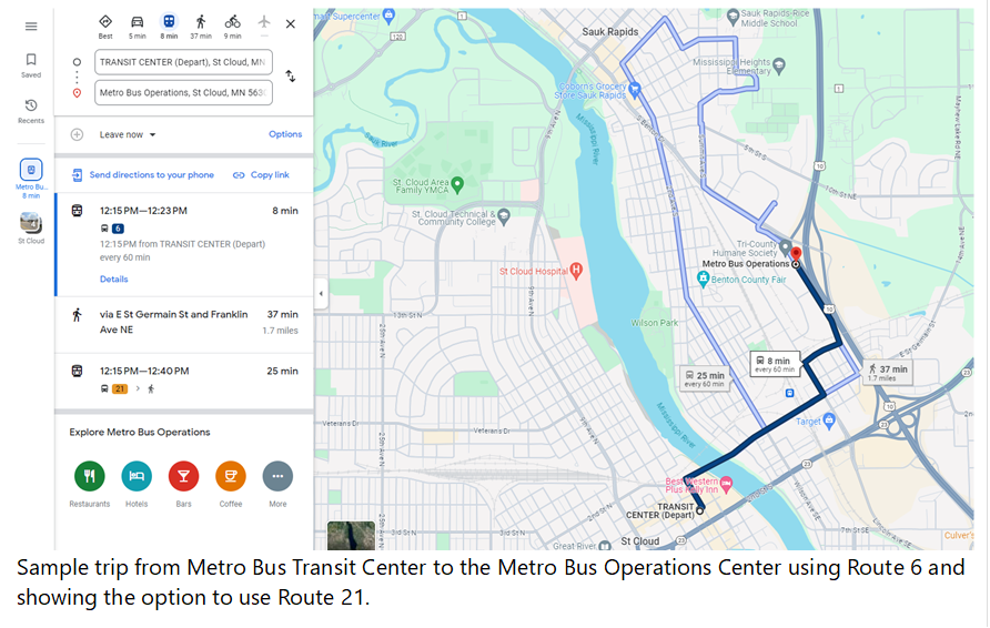 Plan your Metro Bus Fixed Route NOW with Google Maps