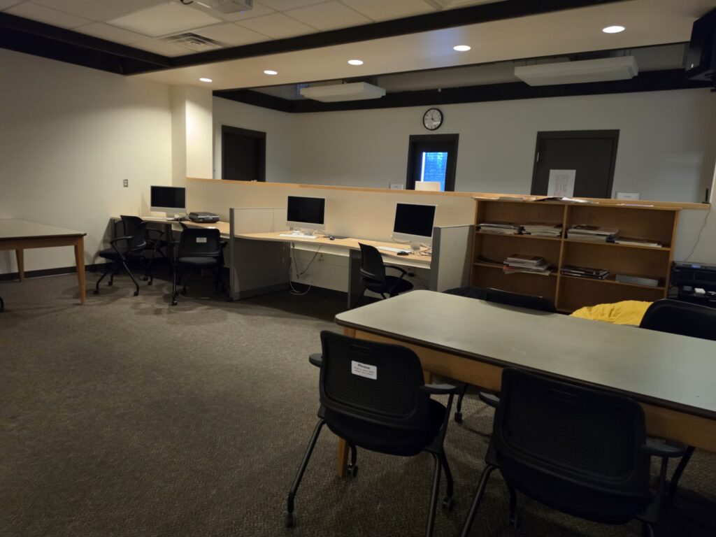 Student digital workspace inside the Kiehle Visual Arts Center as seen on March 25, 2026