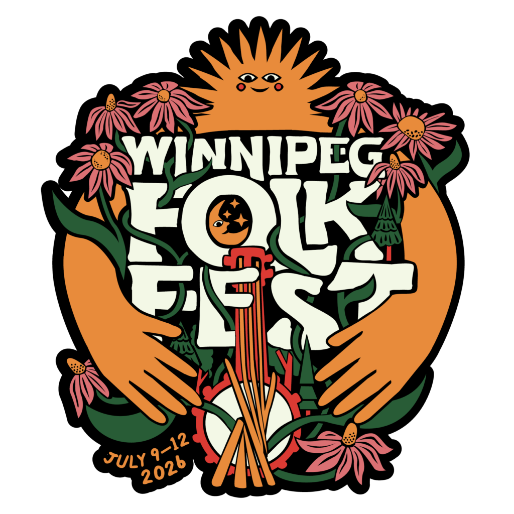 The logo for the Winnipeg Folk Festival that indicates that the event is happening July 9-12, 2026