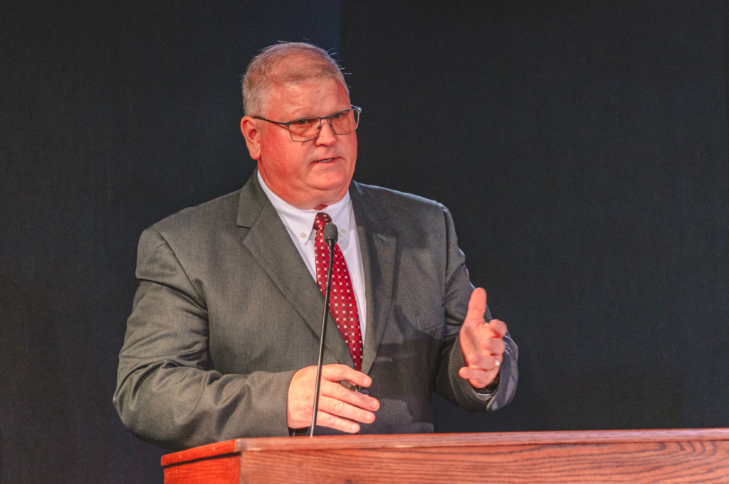 Conway talks during debate hosted by KVSC and St. Cloud LIVE on Thursday, Sept. 17