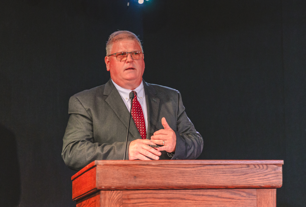 Conway talks during debate hosted by KVSC and St. Cloud LIVE on Thursday, Sept. 17