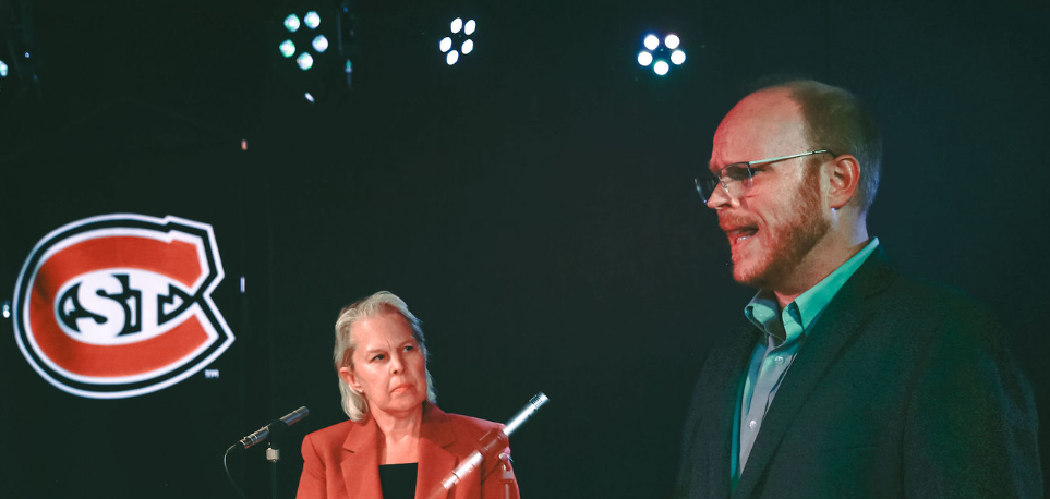 Republican Sue Ek and DFL Zach Dorholt debate at KVSC on Sept. 1, 2026