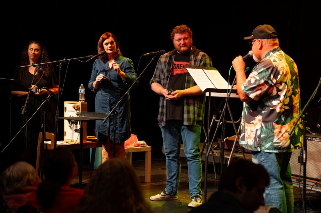Three contestants play Dan Barth's trivia contest